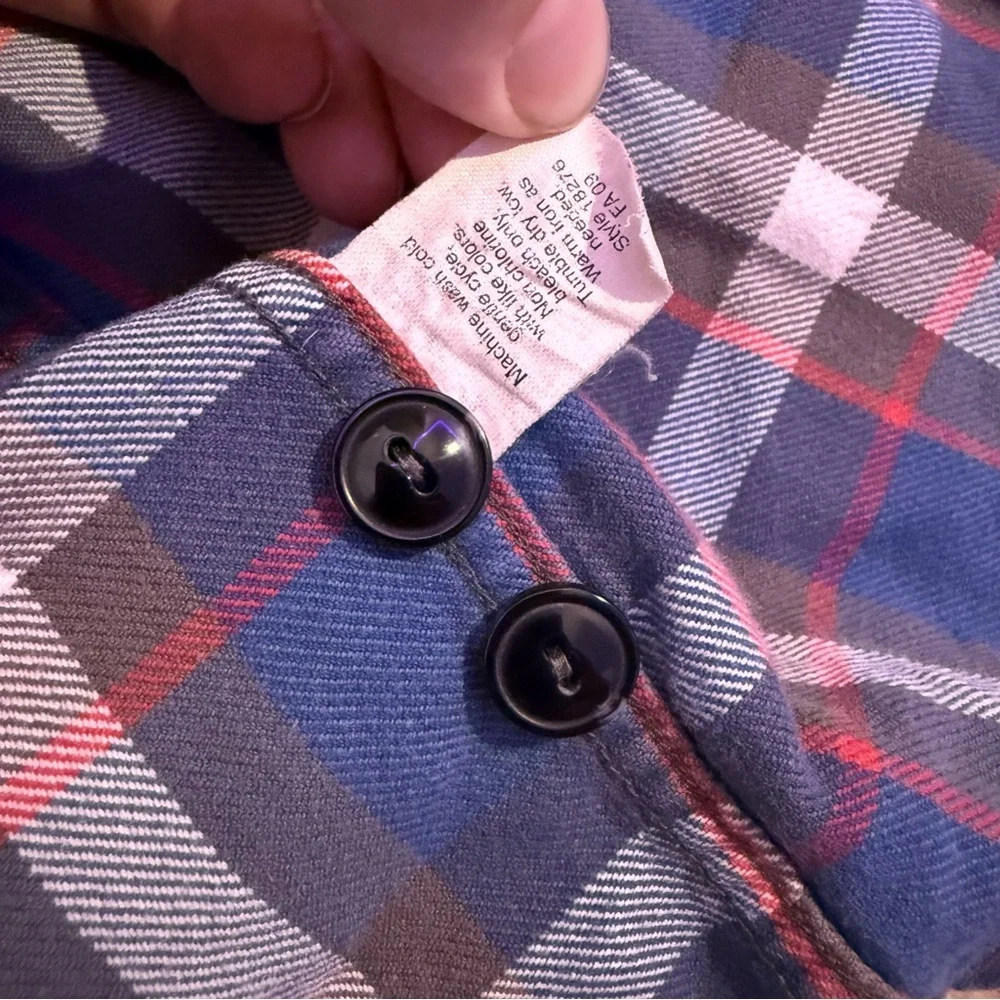 J.Crew Plaid Flannel Shirt Mens Large Blue Red Cotton Button Up Casual Classic